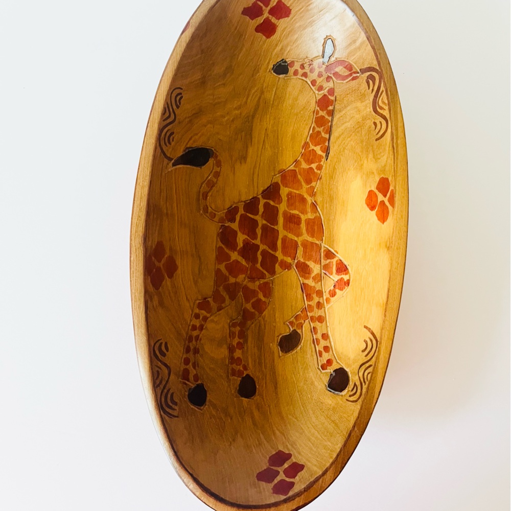 Hand-Carved African Wooden Oval Decorative Serving Dish - Picture 6 of 6